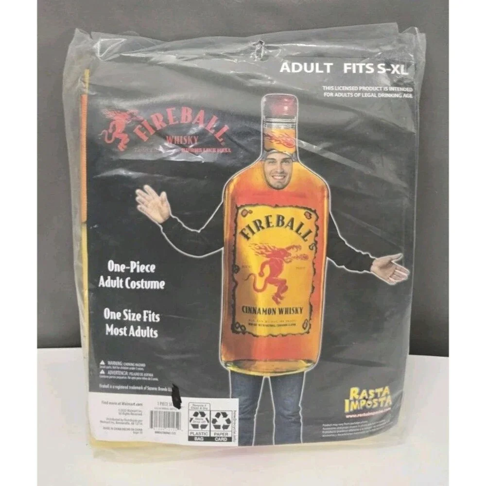 Costume Fireball Whiskey Bottle 1 piece Adult Size S-XL Party Halloween Dressup